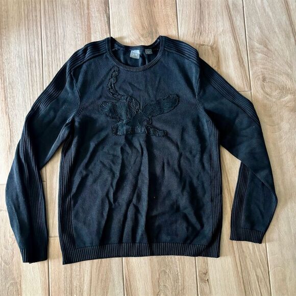 Armani Exchange Men's Black Embroidered Pullover Sweater Size L - Picture 1 of 4